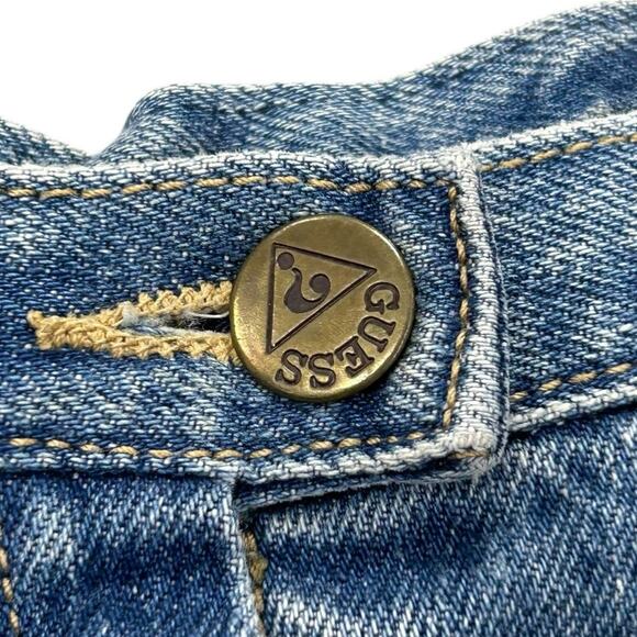 Vintage Guess Blue Back Pocket Denim Zip & Button Mini Skirt Womens 32 / US 10? - Picture 2 of 6